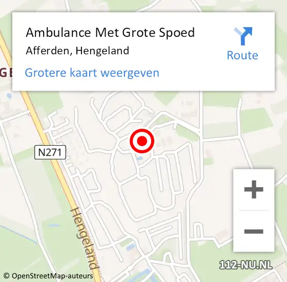 Locatie op kaart van de 112 melding: Ambulance Met Grote Spoed Naar Afferden, Hengeland op 15 december 2022 21:13