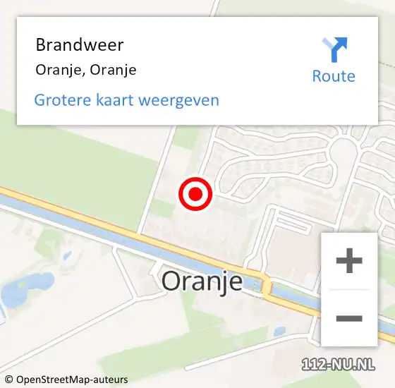 Locatie op kaart van de 112 melding: Brandweer Oranje, Oranje op 15 december 2022 21:13