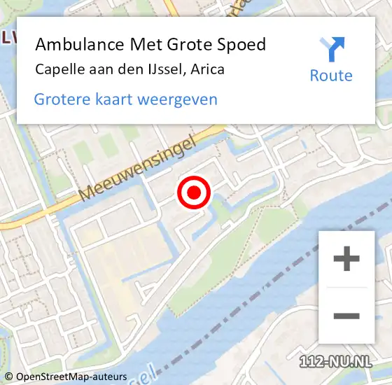 Locatie op kaart van de 112 melding: Ambulance Met Grote Spoed Naar Capelle aan den IJssel, Arica op 15 december 2022 22:29