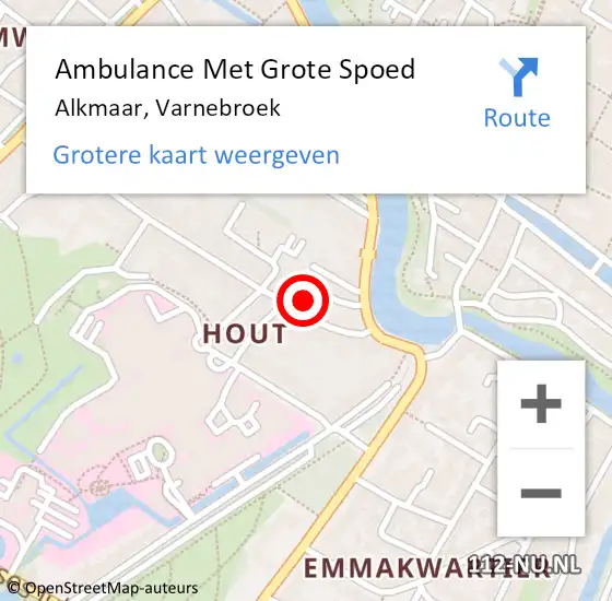 Locatie op kaart van de 112 melding: Ambulance Met Grote Spoed Naar Alkmaar, Varnebroek op 15 december 2022 23:48