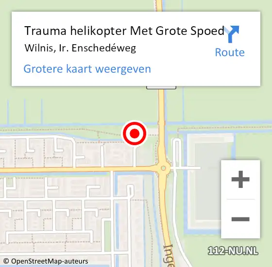 Locatie op kaart van de 112 melding: Trauma helikopter Met Grote Spoed Naar Wilnis, Ir. Enschedéweg op 16 december 2022 00:56