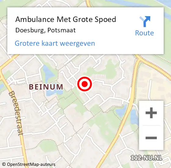 Locatie op kaart van de 112 melding: Ambulance Met Grote Spoed Naar Doesburg, Potsmaat op 16 december 2022 03:49