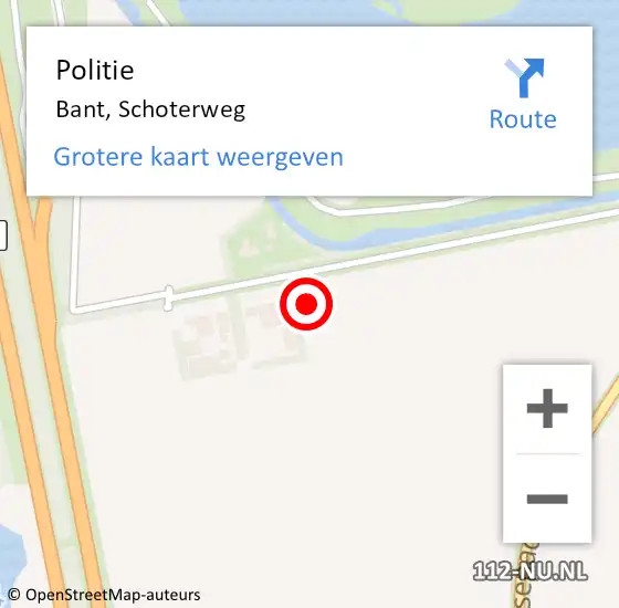 Locatie op kaart van de 112 melding: Politie Bant, Schoterweg op 16 december 2022 04:18