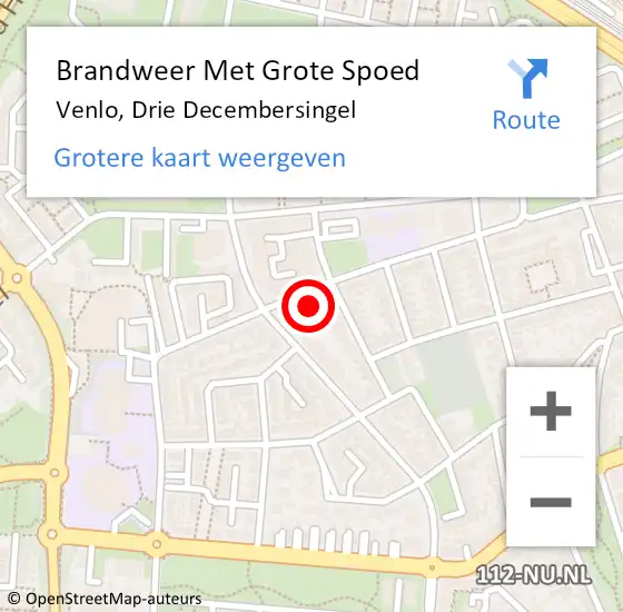 Locatie op kaart van de 112 melding: Brandweer Met Grote Spoed Naar Venlo, Drie Decembersingel op 16 december 2022 05:02