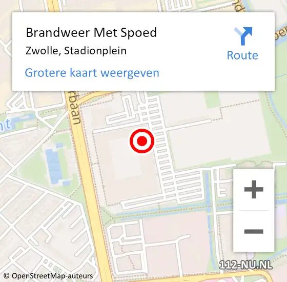 Locatie op kaart van de 112 melding: Brandweer Met Spoed Naar Zwolle, Stadionplein op 16 december 2022 06:25