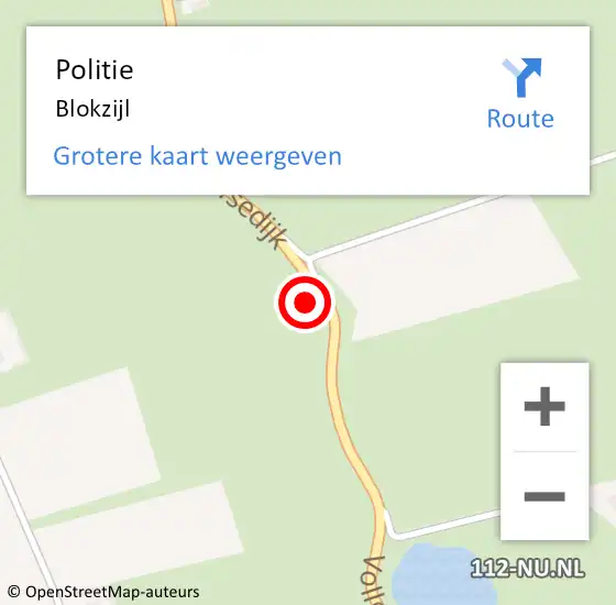 Locatie op kaart van de 112 melding: Politie Blokzijl op 16 december 2022 06:36