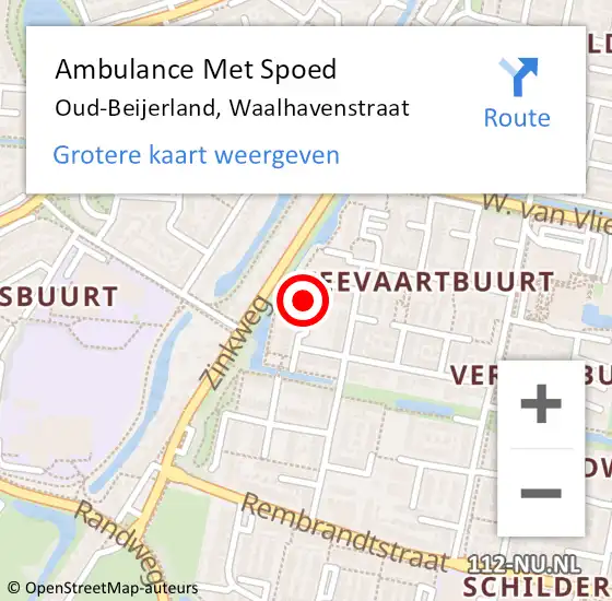Locatie op kaart van de 112 melding: Ambulance Met Spoed Naar Oud-Beijerland, Waalhavenstraat op 16 december 2022 07:11