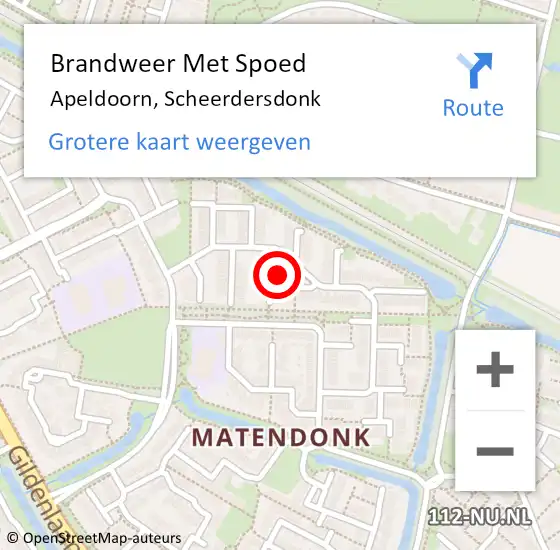 Locatie op kaart van de 112 melding: Brandweer Met Spoed Naar Apeldoorn, Scheerdersdonk op 16 december 2022 07:22