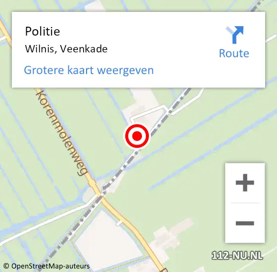 Locatie op kaart van de 112 melding: Politie Wilnis, Veenkade op 16 december 2022 09:10