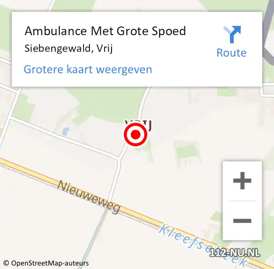 Locatie op kaart van de 112 melding: Ambulance Met Grote Spoed Naar Siebengewald, Vrij op 16 december 2022 10:21