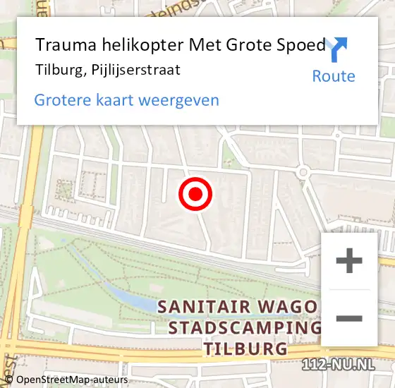 Locatie op kaart van de 112 melding: Trauma helikopter Met Grote Spoed Naar Tilburg, Pijlijserstraat op 16 december 2022 10:35
