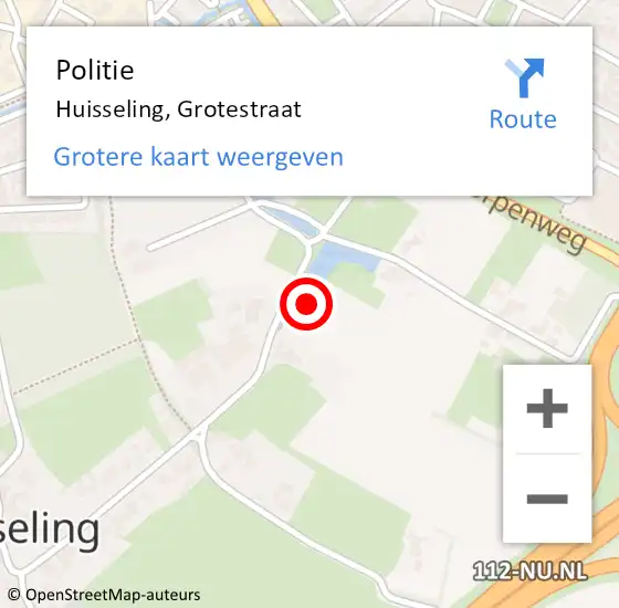 Locatie op kaart van de 112 melding: Politie Huisseling, Grotestraat op 16 december 2022 11:15