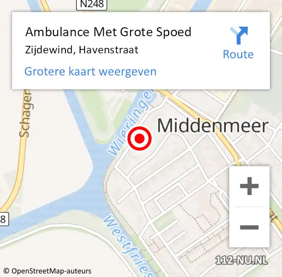 Locatie op kaart van de 112 melding: Ambulance Met Grote Spoed Naar Zijdewind, Havenstraat op 16 december 2022 11:33