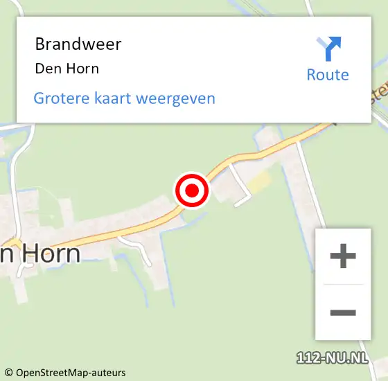 Locatie op kaart van de 112 melding: Brandweer Den Horn op 16 december 2022 13:42