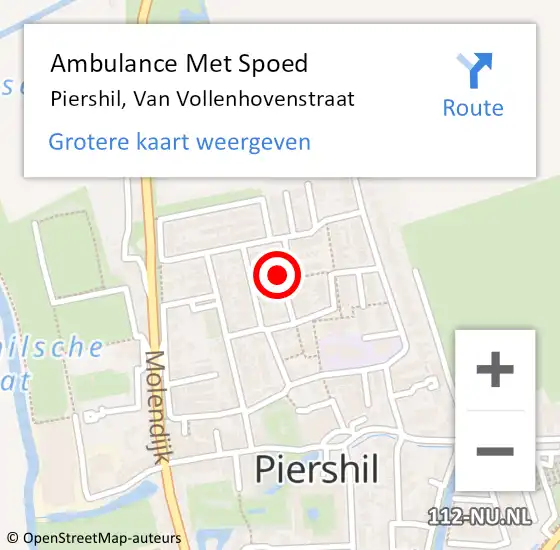 Locatie op kaart van de 112 melding: Ambulance Met Spoed Naar Piershil, Van Vollenhovenstraat op 16 december 2022 13:56