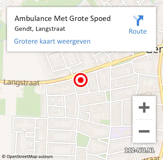 Locatie op kaart van de 112 melding: Ambulance Met Grote Spoed Naar Gendt, Langstraat op 16 december 2022 14:06