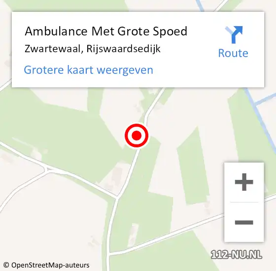 Locatie op kaart van de 112 melding: Ambulance Met Grote Spoed Naar Zwartewaal, Rijswaardsedijk op 16 december 2022 14:06