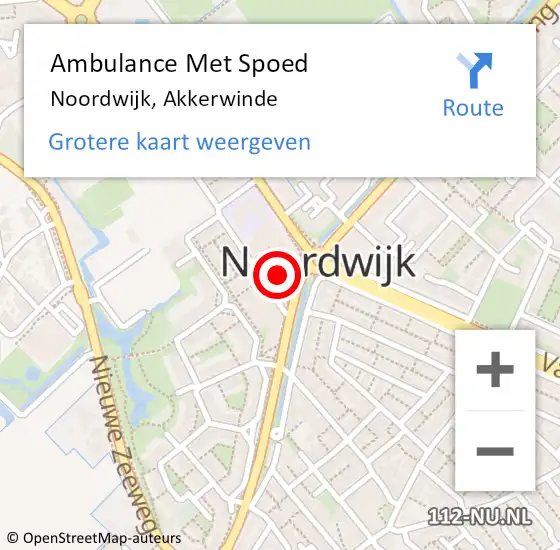 Locatie op kaart van de 112 melding: Ambulance Met Spoed Naar Noordwijk, Akkerwinde op 16 december 2022 16:05