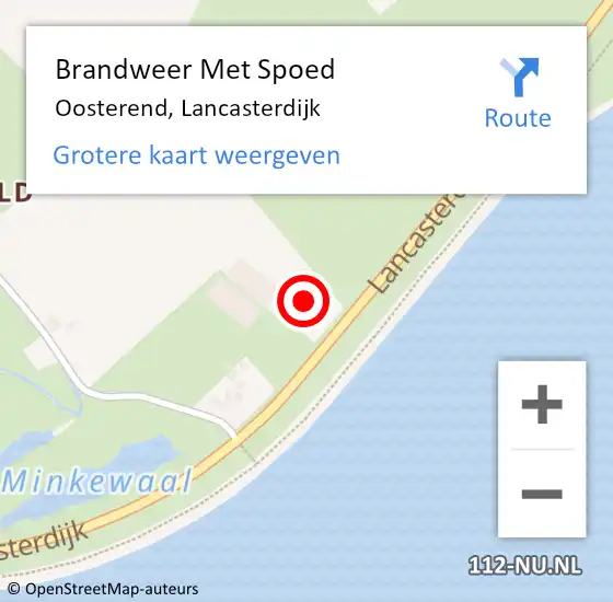 Locatie op kaart van de 112 melding: Brandweer Met Spoed Naar Oosterend, Lancasterdijk op 16 december 2022 16:20