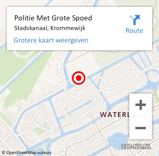 Locatie op kaart van de 112 melding: Politie Met Grote Spoed Naar Stadskanaal, Krommewijk op 16 december 2022 16:23