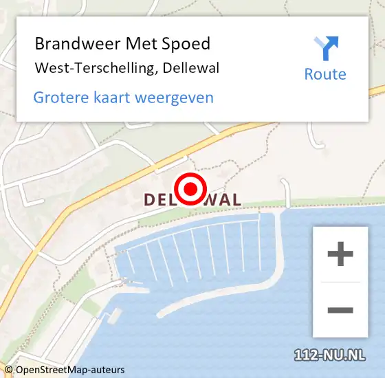 Locatie op kaart van de 112 melding: Brandweer Met Spoed Naar West-Terschelling, Dellewal op 16 december 2022 16:29