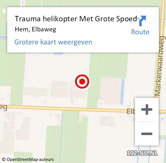 Locatie op kaart van de 112 melding: Trauma helikopter Met Grote Spoed Naar Hem, Elbaweg op 16 december 2022 18:23