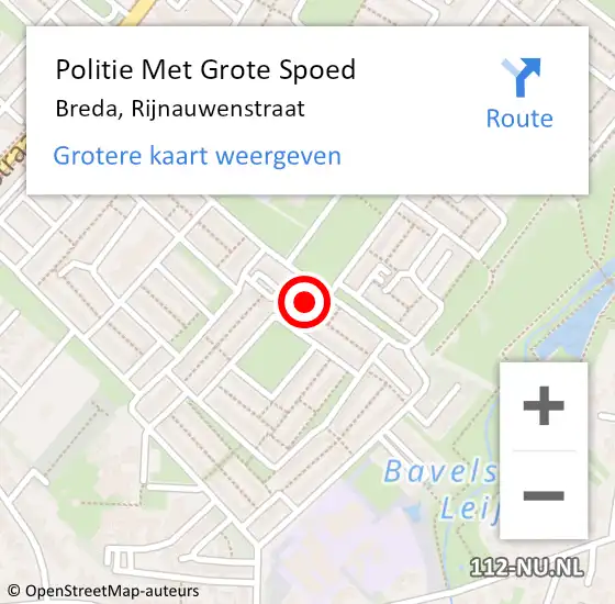 Locatie op kaart van de 112 melding: Politie Met Grote Spoed Naar Breda, Rijnauwenstraat op 16 december 2022 18:48