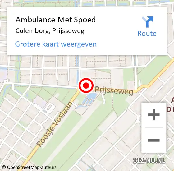 Locatie op kaart van de 112 melding: Ambulance Met Spoed Naar Culemborg, Prijsseweg op 16 december 2022 18:58