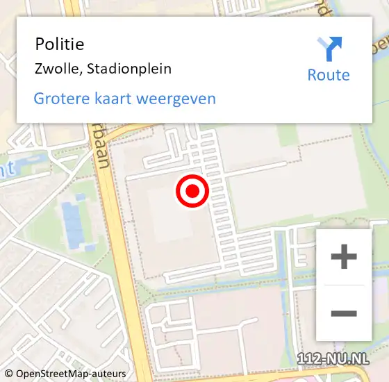 Locatie op kaart van de 112 melding: Politie Zwolle, Stadionplein op 16 december 2022 19:51