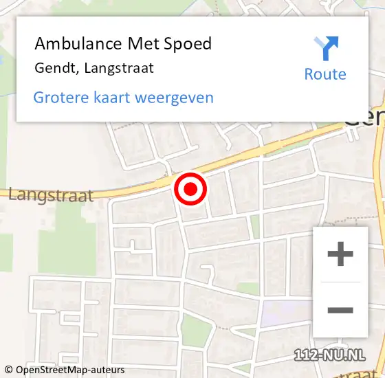 Locatie op kaart van de 112 melding: Ambulance Met Spoed Naar Gendt, Langstraat op 16 december 2022 20:06