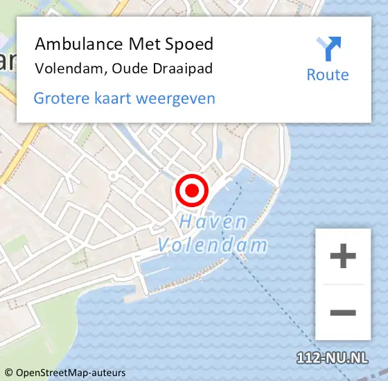 Locatie op kaart van de 112 melding: Ambulance Met Spoed Naar Volendam, Oude Draaipad op 16 december 2022 20:54