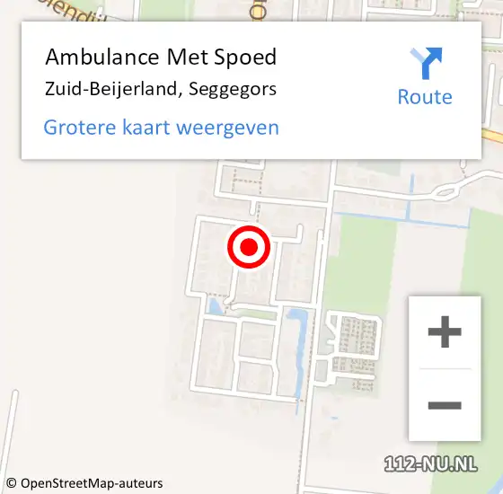 Locatie op kaart van de 112 melding: Ambulance Met Spoed Naar Zuid-Beijerland, Seggegors op 16 december 2022 23:35