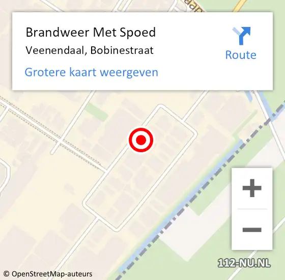 Locatie op kaart van de 112 melding: Brandweer Met Spoed Naar Veenendaal, Bobinestraat op 17 december 2022 00:17