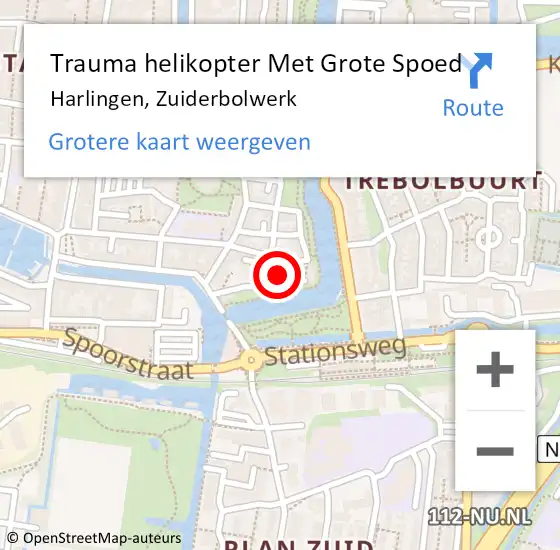 Locatie op kaart van de 112 melding: Trauma helikopter Met Grote Spoed Naar Harlingen, Zuiderbolwerk op 17 december 2022 00:21