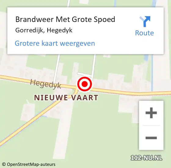 Locatie op kaart van de 112 melding: Brandweer Met Grote Spoed Naar Gorredijk, Hegedyk op 17 december 2022 02:23