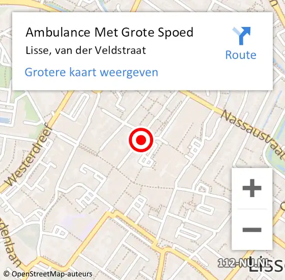 Locatie op kaart van de 112 melding: Ambulance Met Grote Spoed Naar Lisse, van der Veldstraat op 17 december 2022 02:30