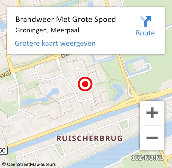 Locatie op kaart van de 112 melding: Brandweer Met Grote Spoed Naar Groningen, Meerpaal op 17 december 2022 02:35