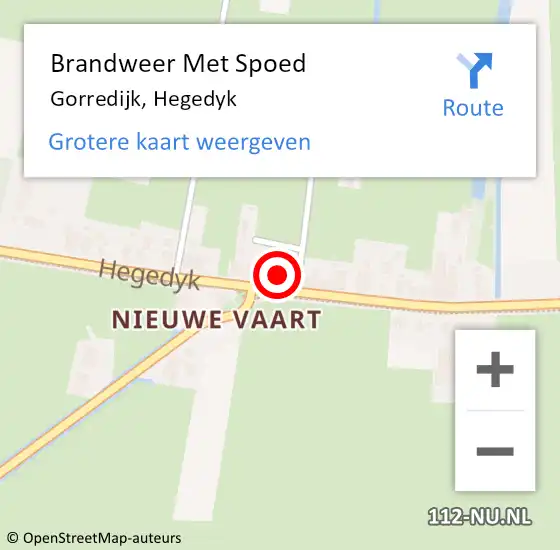 Locatie op kaart van de 112 melding: Brandweer Met Spoed Naar Gorredijk, Hegedyk op 17 december 2022 02:51
