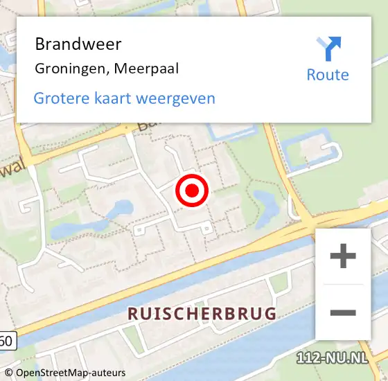 Locatie op kaart van de 112 melding: Brandweer Groningen, Meerpaal op 17 december 2022 03:03