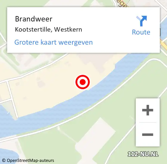 Locatie op kaart van de 112 melding: Brandweer Kootstertille, Westkern op 17 december 2022 08:39