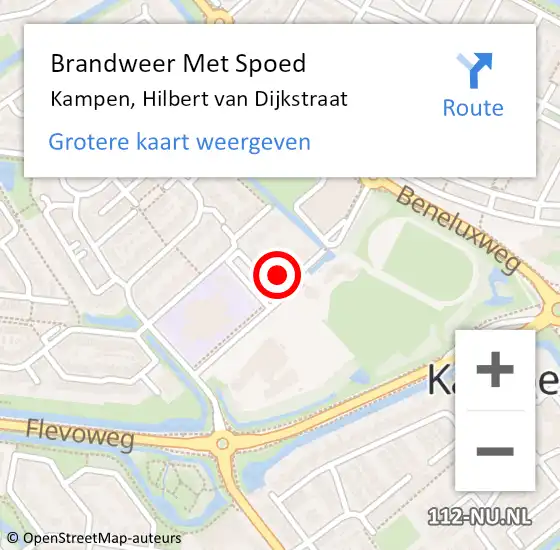 Locatie op kaart van de 112 melding: Brandweer Met Spoed Naar Kampen, Hilbert van Dijkstraat op 17 december 2022 10:15