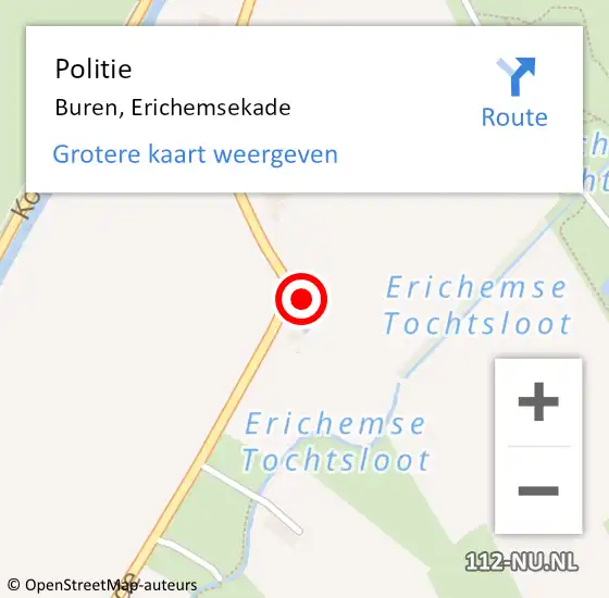 Locatie op kaart van de 112 melding: Politie Buren, Erichemsekade op 17 december 2022 11:49