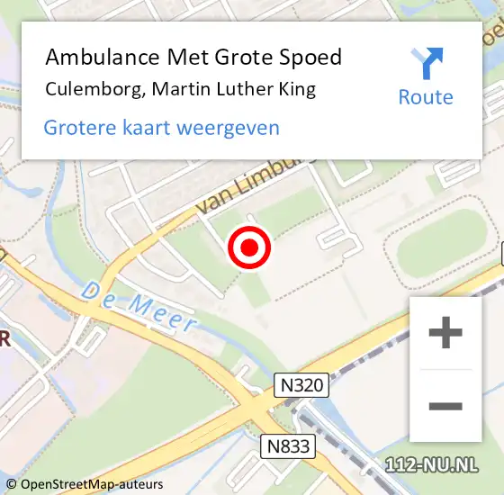 Locatie op kaart van de 112 melding: Ambulance Met Grote Spoed Naar Culemborg, Martin Luther King op 17 december 2022 13:02