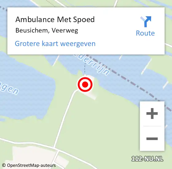 Locatie op kaart van de 112 melding: Ambulance Met Spoed Naar Beusichem, Veerweg op 17 december 2022 13:54