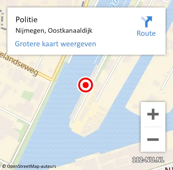 Locatie op kaart van de 112 melding: Politie Nijmegen, Oostkanaaldijk op 17 december 2022 15:43