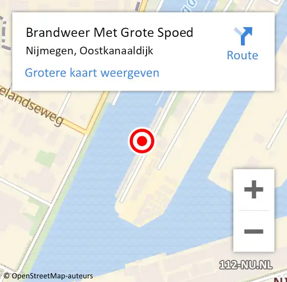 Locatie op kaart van de 112 melding: Brandweer Met Grote Spoed Naar Nijmegen, Oostkanaaldijk op 17 december 2022 15:45