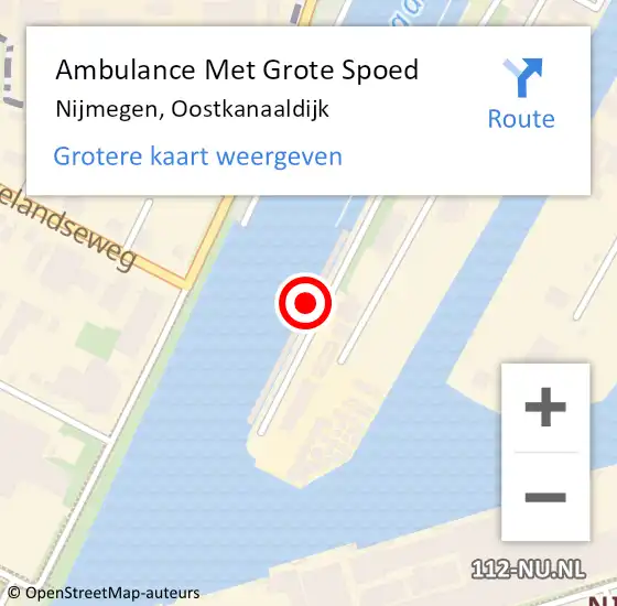 Locatie op kaart van de 112 melding: Ambulance Met Grote Spoed Naar Nijmegen, Oostkanaaldijk op 17 december 2022 15:45