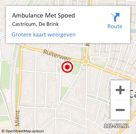 Locatie op kaart van de 112 melding: Ambulance Met Spoed Naar Castricum, De Brink op 17 december 2022 16:15