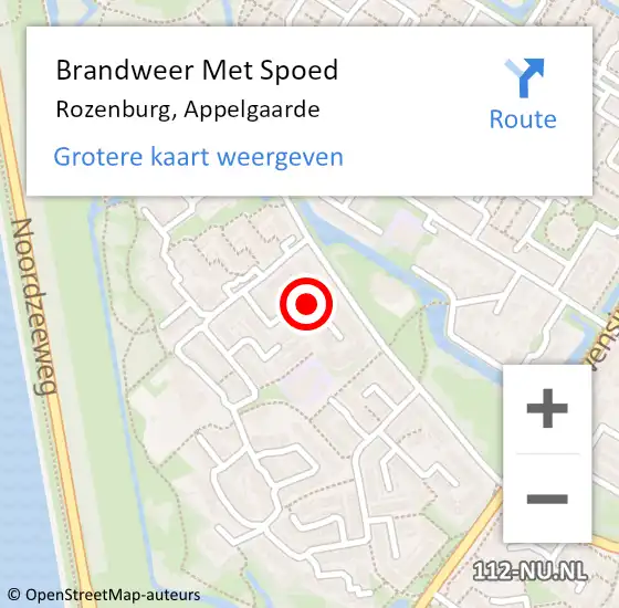 Locatie op kaart van de 112 melding: Brandweer Met Spoed Naar Rozenburg, Appelgaarde op 17 december 2022 16:25