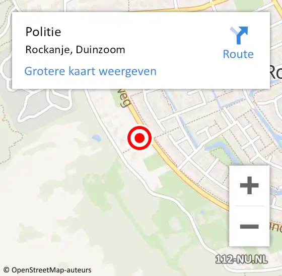 Locatie op kaart van de 112 melding: Politie Rockanje, Duinzoom op 17 december 2022 16:38